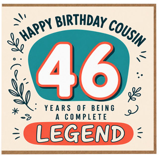 46th Birthday Card for Cousin, Happy Birthday Cousin Complete Legend Card