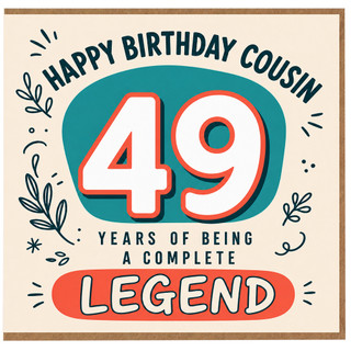 49th Birthday Cousin Card, Happy Birthday Cousin Legend Card