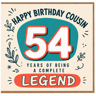 54th Birthday Cousin Card, Happy 54th Birthday Cousin Legend Card