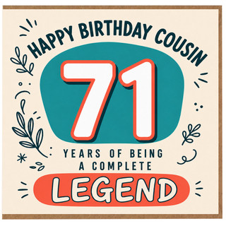 71st Birthday Cousin Card, Happy Birthday Cousin Complete Legend Card