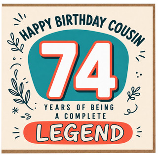 74th Birthday Card for Cousin, Happy Birthday Legend Card