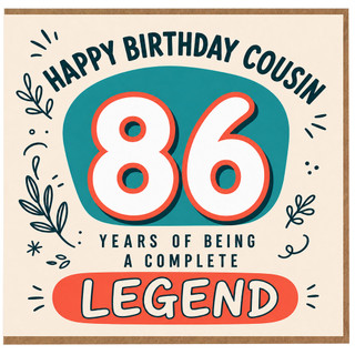 86th Birthday Card for Cousin, Happy Birthday Legend Card