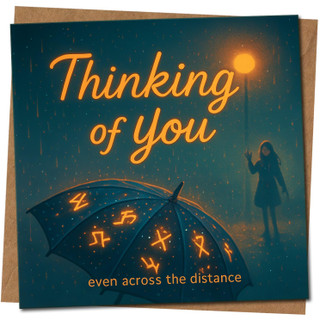 Thinking of You Card - Even Across the Distance - Heartfelt Square Greeting Card 145mm x 145mm - for Message, Includes Kraft Envelope