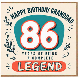 86th Birthday Card for Grandad, Happy Birthday Granddad Legend Card