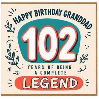 Granddad 102nd Birthday Card, Happy Birthday Granddad Complete Legend Card