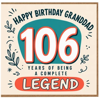 106th Birthday Card for Granddad, Happy Birthday Grandad Card