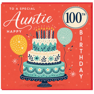 100th Birthday Card for Auntie, Happy Birthday Auntie Card