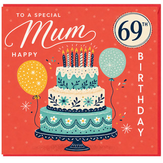 Mum 69th Birthday Card, Happy 69th Birthday Mum Card
