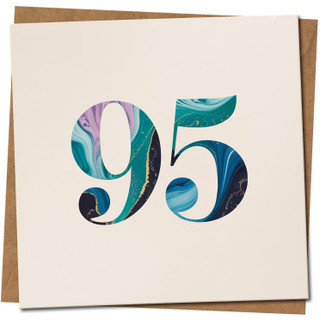 95th Birthday Card - Marble Number Design, 145mm x 145mm, Milestone Age Ninety Five Celebration, Includes Kraft Envelope