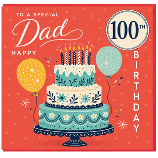 100th Birthday Card for Dad, Happy Birthday Dad Card