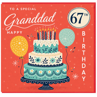 Granddad 67th Birthday Card, Happy Birthday Card for Granddad