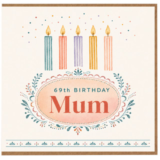 69th Birthday Card for Mum, Watercolour Candles and Floral Design