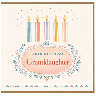 Granddaughter 25th Birthday Card, Pastel Candles and Floral Design