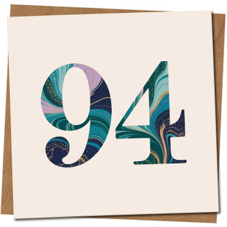 94th Birthday Card - Marble Number Design - 145mm x 145mm - Elegant Milestone Greeting Card, Includes Kraft Envelope