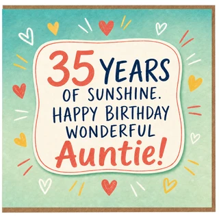 35th Birthday Card for Auntie, Wonderful Auntie Birthday Card