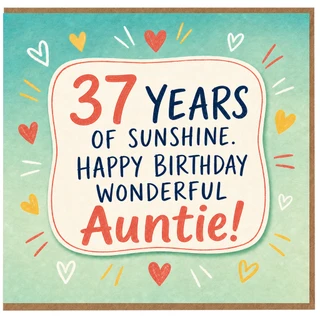37th Birthday Card for Auntie, Happy Birthday Wonderful Auntie Card