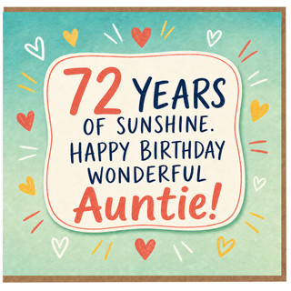 72nd Birthday Card for Auntie, Happy Birthday Wonderful Auntie Card