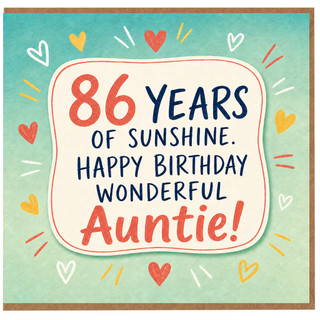 86th Birthday Card for Auntie, Happy Birthday Wonderful Auntie Card, 86 Years of Sunshine