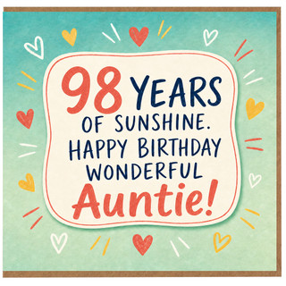 98th Birthday Auntie Card, Happy Birthday Wonderful Auntie Card