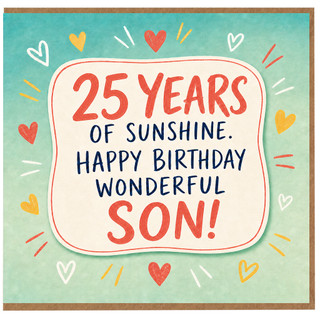 25th Birthday Card for Son, Happy Birthday Wonderful Son Card
