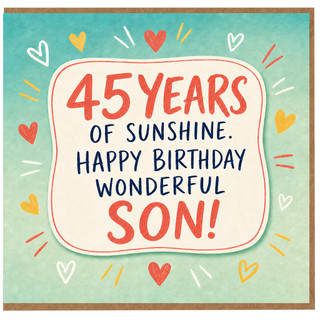 45th Birthday Card for Son, Happy Birthday Wonderful Son Card