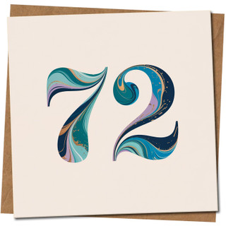 72nd Birthday Card - Marble Swirl Number Design - 145mm x 145mm - Kraft Envelope - Premium Quality, Includes Kraft Envelope