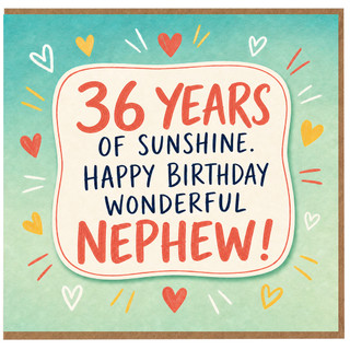 36th Birthday Card for Nephew, Happy Birthday Wonderful Nephew Card