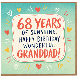 Granddad 68th Birthday Card, 68 Years of Sunshine Happy Birthday Wonderful Grandad Card