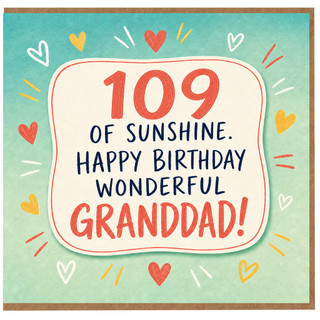 109th Birthday Card for Grandad, Happy Birthday Wonderful Granddad Card
