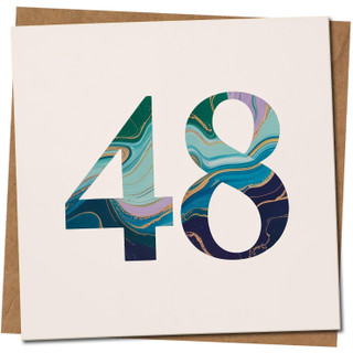 48th Birthday Card - Marble Number Design - 145mm x 145mm Square - Milestone Forty Eight Greeting Card, Includes Kraft Envelope