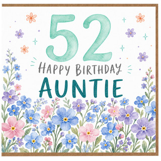 52nd Birthday Auntie Card, Floral Happy Birthday Card for Auntie
