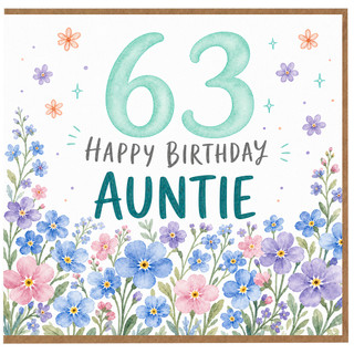 63rd Birthday Auntie Card, Happy Birthday Floral Card