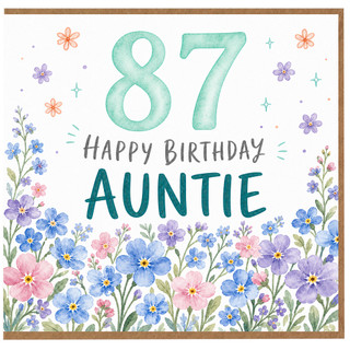 87th Birthday Card for Auntie, Happy Birthday Floral Card