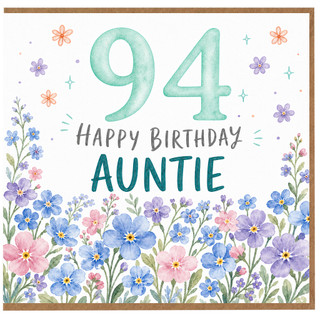 94th Birthday Card for Auntie, Floral Happy Birthday Card