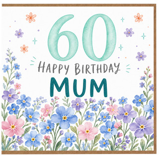 60th Birthday Mum Card, Floral Happy Birthday Card for Mum