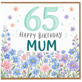65th Birthday Card for Mum, Floral Happy Birthday Mum Card