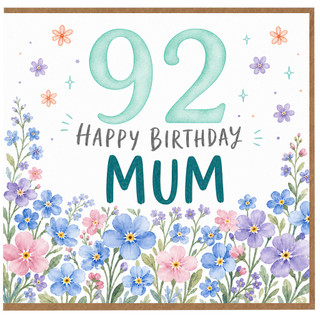 92nd Birthday Mum Card, Floral Happy Birthday Card for Mum