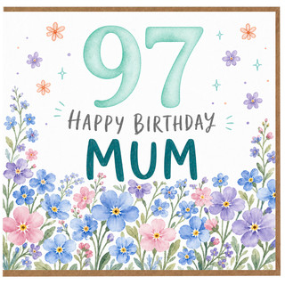 97th Birthday Card for Mum, Floral Happy Birthday Card