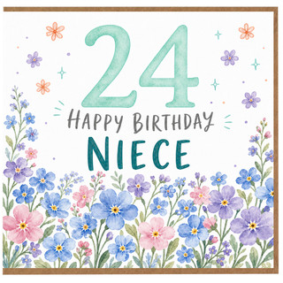 24th Birthday Card for Niece, Happy Birthday Floral Card
