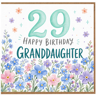29th Birthday Card for Granddaughter, Happy Birthday Floral Card