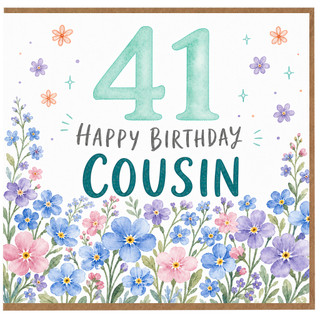 41st Birthday Cousin Card, Floral Happy Birthday Card
