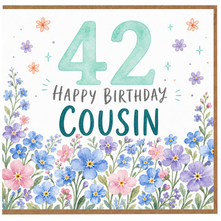 42nd Birthday Cousin Card, Happy Birthday Floral Card