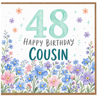 48th Birthday Card for Cousin, Floral Happy Birthday Card