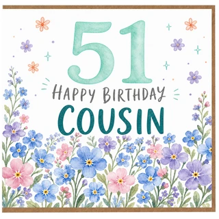 51st Birthday Cousin Card, Floral Happy Birthday Card