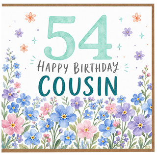 54th Birthday Card for Cousin, Floral Happy Birthday Card