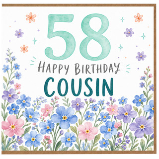 58th Birthday Card for Cousin, Happy Birthday Floral Cousin Card