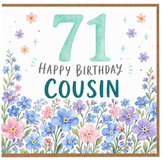 71st Birthday Cousin Card, Floral Happy Birthday Card