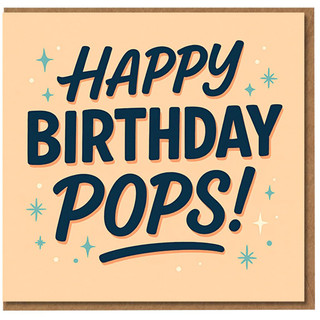 Happy Birthday Pops Card - Bold Retro Lettering with Stars - Fun Birthday Card for Dad