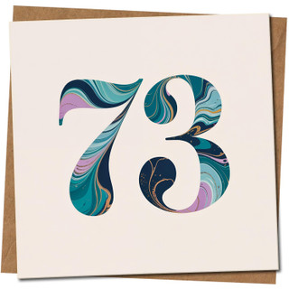 73rd Birthday Card - Marble Number Design, Age 73-145mm x 145mm Square - Kraft, Includes Kraft Envelope