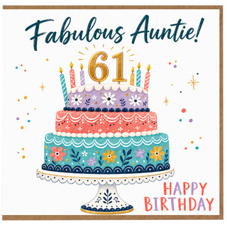 61st Birthday Card for Auntie, Fabulous Auntie Happy Birthday Card